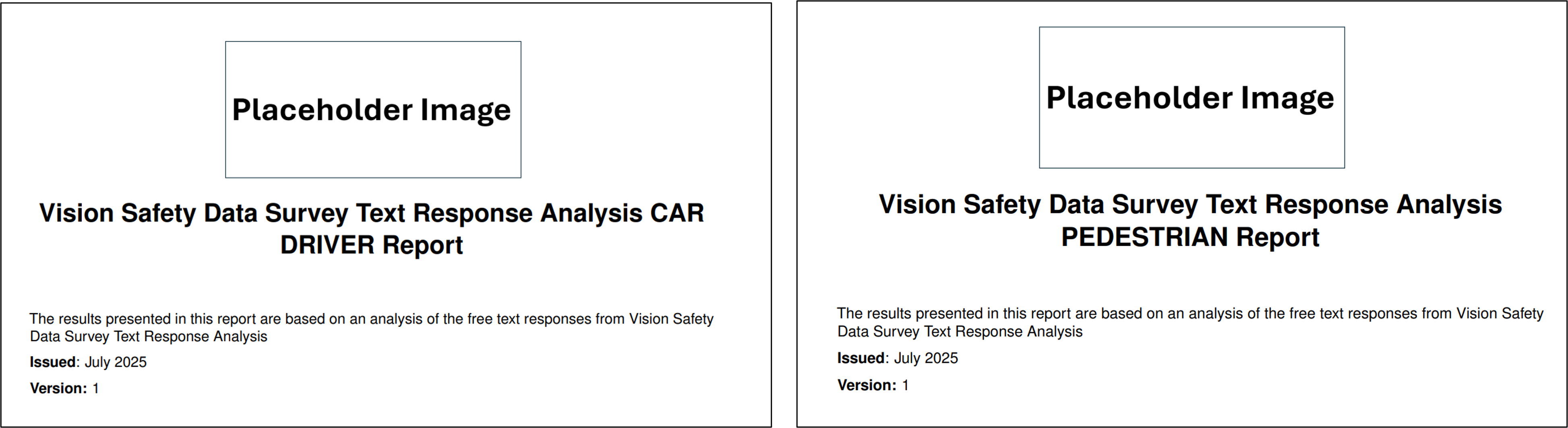 Example cover page for different subgroup reports